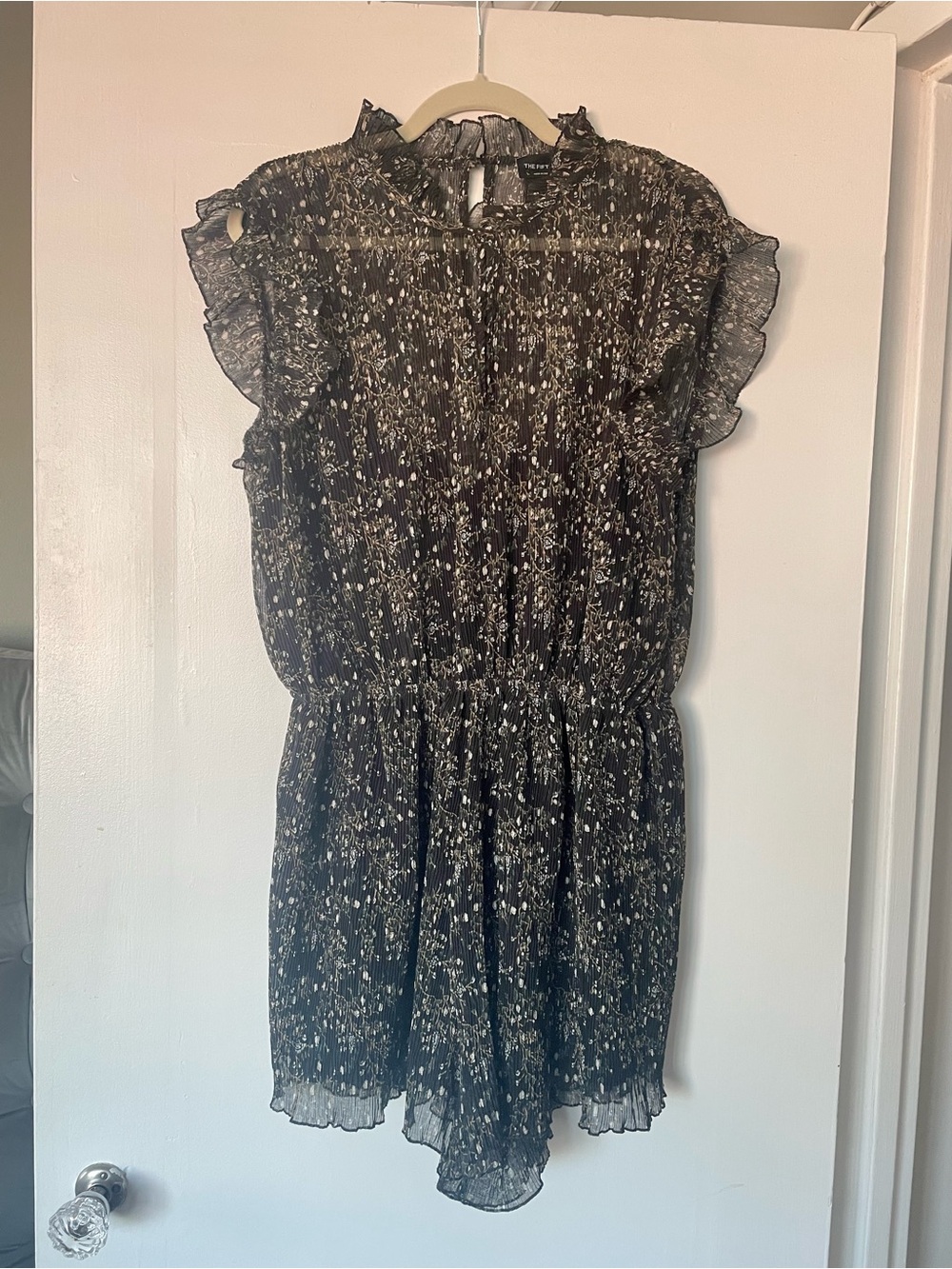 Plisse black floral romper by the fifth label